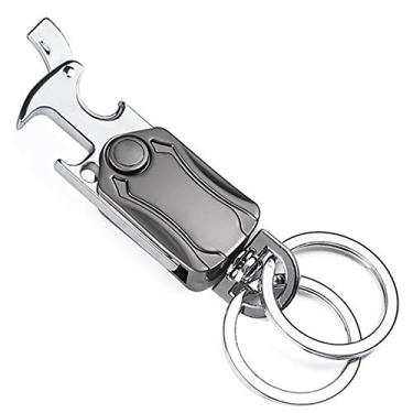 Imagem de Porta-chaves de Carro com Abertura Garrafas Dois Anéis Chave Aço Inoxidável Suporte Portátil para Celular Ferramentas Desembalagem Gancho Engate Liga