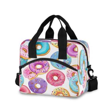 Imagem de Burbuja Lancheira térmica Donuts para mulheres e homens, lancheira portátil com alça de ombro removível, lancheira para viagem, piquenique, escritório, trabalho