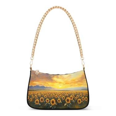 Imagem de CEBUGI Bolsas transversais femininas bolsa de ombro girassóis bolsas de campo elegante bolsa clutch com alça de corrente