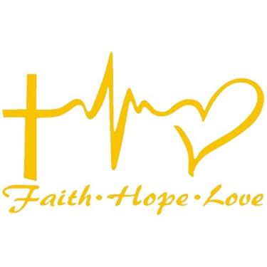 Imagem de 4 peças Hope Faith Love Heart Jesus Cross Vinyl decalque, adesivo religioso à prova d'água para janelas de carros, tablets, laptops e garrafas de água (amarelo)