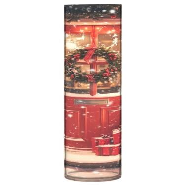 Imagem de CEBUGI Vaso de flores vermelho de Natal 10 x 30 cm, vaso cilíndrico para flores, vaso transparente inquebrável para decoração de casa de festa de casamento