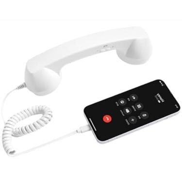 Imagem de Aparelho de telefone retrô para iPhone e Android, receptor de telefone vintage tipo C e Bluetooth com microfone e alto-falante HD, aparelho móvel com fio/sem fio para chamadas claras, aderência