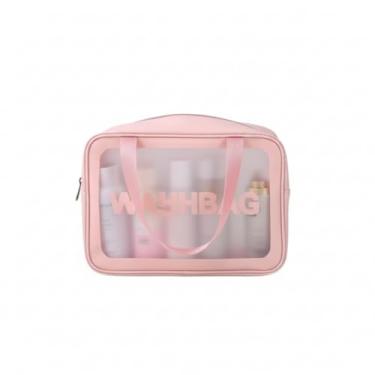 Imagem de Necessaire Transparente para Maquiagem e Viagem Bolsa Organizadora de Higiene Pessoal em PVC Resistente (ROSA)