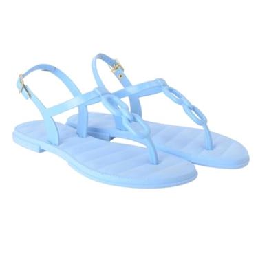 Imagem de Kit Rasteirinha 2 Pares Sandália Feminina Chinelo Corrente (1, AZUL CLARO, BR, Adulto, Numérico, 38)