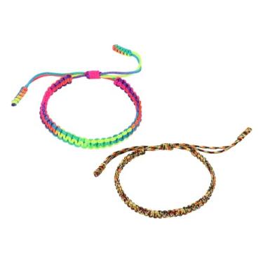 Imagem de PATIKIL Pulseiras trançadas feitas à mão, pulseiras de corda trançada ajustáveis, pulseiras tibetanas de proteção da sorte, One Size, Nylon, Sem Pedra Preciosa