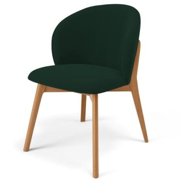 Imagem de Cadeira de Jantar e Estar Living Estofada Mia L02 Suede Verde Musgo - Lyam Decor