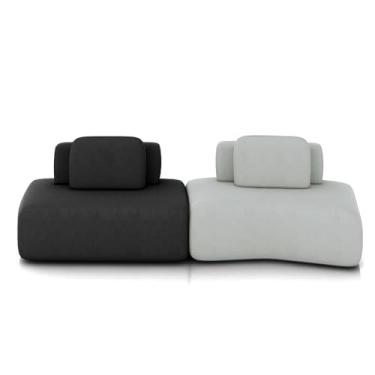 Imagem de Sofá Ilha Sala de Estar Dakota 2 Módulos 316cm Encostos Almofadas Soltas Veludo Preto/Cinza Claro G33 - Gran Belo