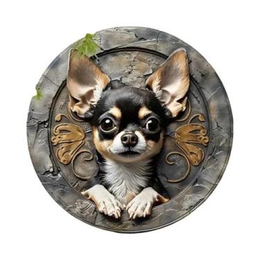 Imagem de Decoração De Jardim Em Alumínio 2D Chihuahua, Arte Para Quintal, Duráv