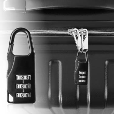 Imagem de Mini cadeado de combinação de código de número de 3 dígitos, cadeado de combinação de mini cadeado com senha portátil para viagem, maleta de segurança para mochila de academia, cadeado (preto)