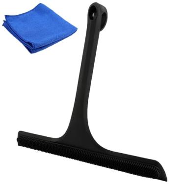 Imagem de Rodo de chuveiro de silicone 2 em 1 com pano de limpeza, design de dupla face com superfície raspadora e esfrega, rodo de banheiro para portas de vidro