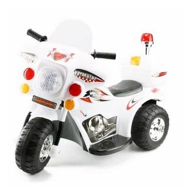 Imagem de Mini Moto Elétrica Infantil Triciclo Criança Bateria 6V Importway BW002-B Branco Polícia Bivolt