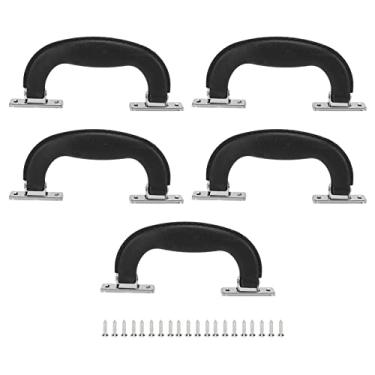 Imagem de Yosoo Conjunto de Alça de Bagagem para Puxador de Porta-malas, Extrator de Plástico Durável Com Parafusos, Estilo Vintage para Caixas, Caixas de Ferramentas, Armários (BLACK)