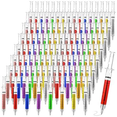 Imagem de Tobeelec 120 canetas esferográficas retráteis de seringa para enfermeiras divertidas, várias cores, para suprimentos de enfermagem (estilo clássico, 8 cores)