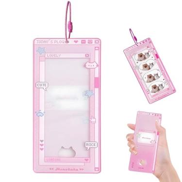 Imagem de Porta-cartões fotográficos – Exibição de fotos de acrílico transparente com mangas protetoras, decoração Kpop criativa e Kawaii para colecionáveis e memórias de viagem (rosa)