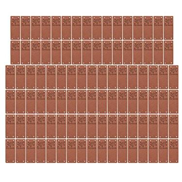 Imagem de SIWOTED 100 peças etiqueta de couro PU cor de pássaro feita à mão Soft 4 furos acessórios DIY úteis para carteira Chapéu (Castanho Escuro)