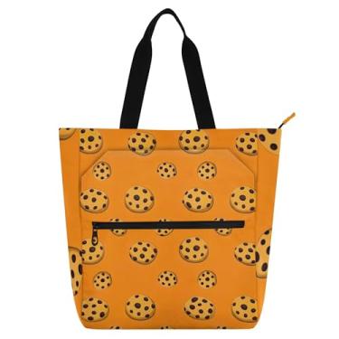 Imagem de Bolachas de chocolate laranja bolsa de trabalho para mulheres, bolsas de tecido de lona, faculdade, escola, professores, livros, presentes