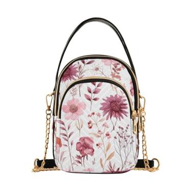 Imagem de Bolsa de ombro transversal preta com linhas bananas em uma bolsa de ombro, bolsas transversais casuais para mulheres, Flores botânicas em aquarela - 4, One Size