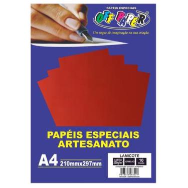 Imagem de Papel Lamicote Vermelho A4 250g 10 Fls - Off Paper