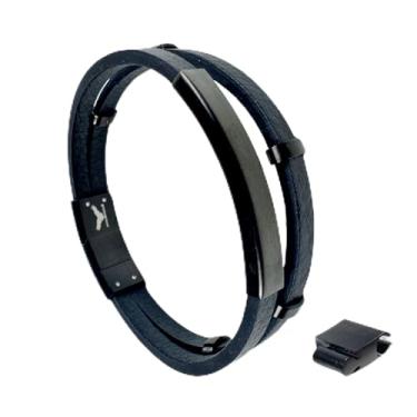 Imagem de RogueRaven Pulseira masculina de couro preto Premium I | Couro trançado genuíno: designs de corrente simples, dupla, empilhada e de aço inoxidável | Pulseira masculina de couro genuíno com fecho de