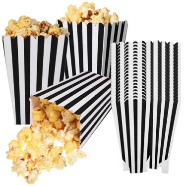 Imagem de 18 caixas de pipoca, mini caixa de pipoca de papelão, tigela de pipoca de papelão, 5 x 6 x 12 cm, baldes de pipoca pequenos para noite de cinema, tigelas listradas para lembrancinhas noturnas de