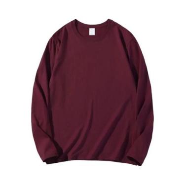 Imagem de Camisetas Femininas De Algodão De Manga Longa Com Decote Redondo E Est