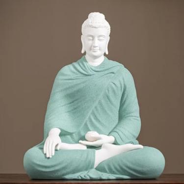 Imagem de FENNYYAR Estátua de Buda de cerâmica Shakyamuni, 15,5 cm 15,5 cm, ornamento de decoração de casa de escultura