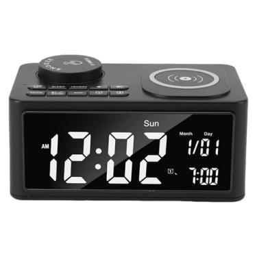 Imagem de Luocute Carregador Sem Fio Com Alto-falante, Despertador Digital Com Carregamento Sem Fio de 15 W, Rádio FM, Alarmes Duplos, Microfone Embutido, para Quarto, Escritório, Decoração de (Plugue dos EUA)