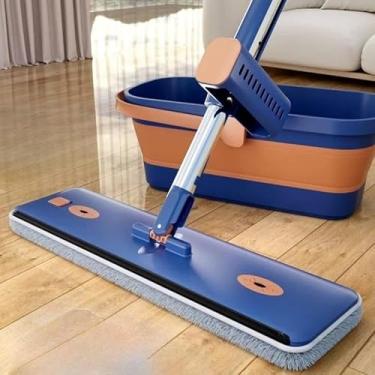 Imagem de KIT 9 Conjunto De Esfregão E Balde Dobrável De Microfibra Com Raspador De Desaguamento