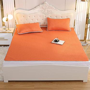 Imagem de TRGCJGH Almofada para dormir de seda gelada tapete de refrigeração colchão antiderrapante lavável na máquina parte superior de absorção de água parte inferior impermeável, laranja - 1,5 * 2 m