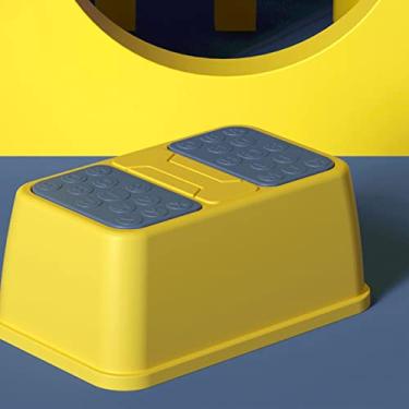 Imagem de POCREATION Banquinho para Banheiro, Banquinho de Plástico Antiderrapante para Bebês e Crianças, Com Estrutura Resistente e Prevenção de Tombamento (Amarelo 1 Camada)
