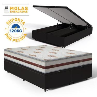 Imagem de Cama Box Baú com Colchão de Molas Ensacadas Anjos Classic Super King 1