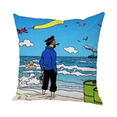 Imagem de Capa De Almofada De Pelúcia Com Estampa De Pug Infantil 45x45cm Para D