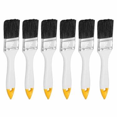 Imagem de HARFINGTON 6 pincéis de pintura planos de 4 cm com alça de PP branco/amarelo para decoração de móveis, móveis e porta de parede