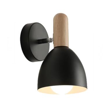 Imagem de Arandelas de parede modernas ajustáveis lâmpada de cabeceira macaron luminária de parede criativa de madeira lâmpadas de parede para quarto cozinha sala de estar corredor quarto infantil (preto)