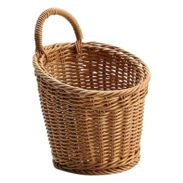 Imagem de Ioensy Cesto organizador de parede para frutas e legumes, em tecido trançado, que economiza espaço e é multifuncional, ideal para batatas, revistas, alho, L