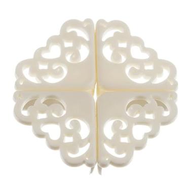 Imagem de 4 Pçs/lote Oco Padrão de Flor Macio Protetor de Canto Seguro para Bebês Crianças Mesa Mesa Canto Guardas de Borda de Segurança para Crianças (Branco, 4 Peças)