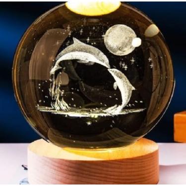 Imagem de Luminária de Mesa LED Bola de Cristal 3D Space Brilhante (Golfinhos)