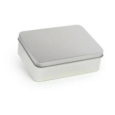 Imagem de Lata Retangular - Prata - Com Tampa - 12x09x3,5cm - 06 UN - Artlille