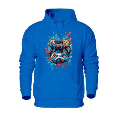 Imagem de Blusa de Frio Plus Size Masculina Flanelada Com Bolso Canguru Punho e Capuz Cordao Ajustavel-Masculino