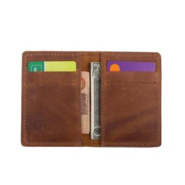 Imagem de Carteira Masculina Bertoni Couro Legítimo 6 Cartões, Marrom caramelo