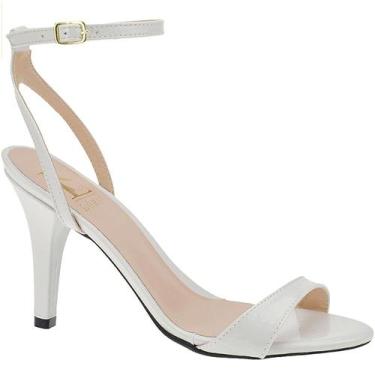 Imagem de Sandália Feminina Gisele Noiva Salto Fino Alto com Traseiro Fivela Bic