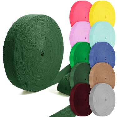 Imagem de Grosun Correias de algodão 2,5 cm, 3,8 cm, 5,08 cm, 5,08 cm, tiras de lona para bolsas, 10 60 cm, 3,3 m, algodão e poliéster (verde escuro, 2,5 cm x 3,3 metros)