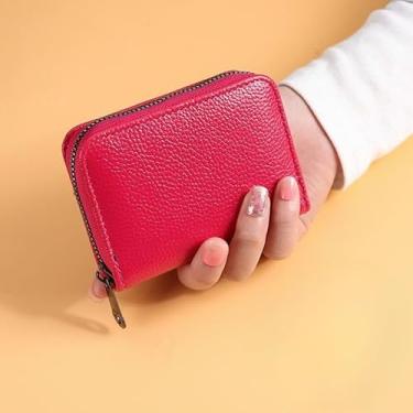 Imagem de Carteira feminina bolsa com zíper, carteira moderna, porta-cartões, bolsa de identificação, bolsa de armazenamento, carteira, bolsas, presente para mulheres e homens, Vermelho