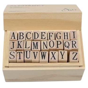 Imagem de Pacote com 26 carimbos pequenos de madeira de borracha de 0,5 polegada de letra (C)