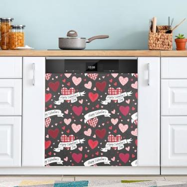 Imagem de ATTX Capa magnética para lava-louças Confetti Hearts | Adesivo decorativo de eletrodomésticos de 58 x 66 cm para armários domésticos e eletrodomésticos #332