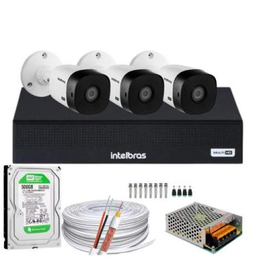 Imagem de Kit Cftv 3 Cameras Full Hd Vhl 1220 Dvr Intelbras 3004c 5x1