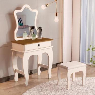 Imagem de Penteadeira Com Banqueta Laila Luxo Infantil Pérola Nature - Mais de C