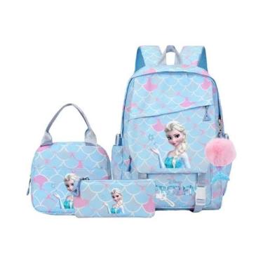 Imagem de Conjunto De Mochila Frozen Anna Elsa Para Meninas 3 Peças Com Lancheir