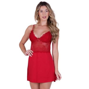 Imagem de Camisola Sem Bojo Com Renda Cor:RubiTamanho:M - MTX Lingerie, Rubi, M