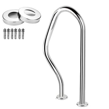 Imagem de AkosOL Corrimão de piscina, trilho de guia manual de degraus de piscina de aço inoxidável para spa parque aquático antiderrapante segurança trilhos de escada de 3 dobras | Capacidade de carga de 250